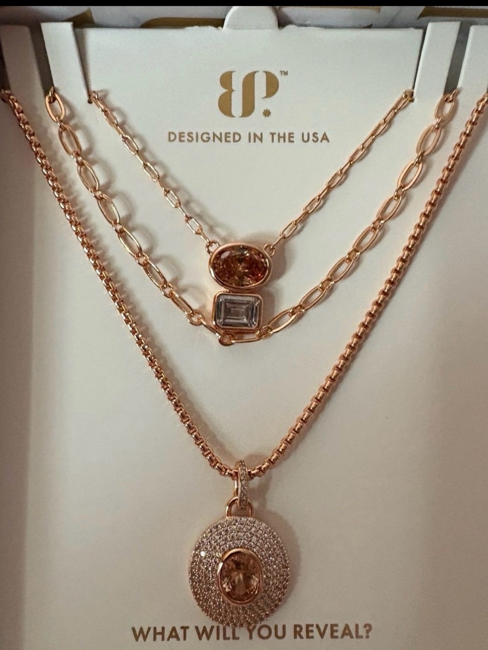 Bomb Party Luxe Layers Necklace- Layered To Perfection CZ on Rose Gold NK81249